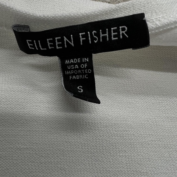 Eileen Fisher Shirt Womens Small White Scoop Neck Cap Sleeve Crepe Knit Made USA - Picture 6 of 11